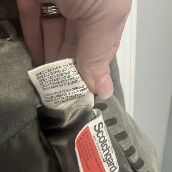 GIORGIO MOBIANI Womens Suede Leather Overcoat 14 Large Green Brown Patchwork Vtg - Picture 10 of 10